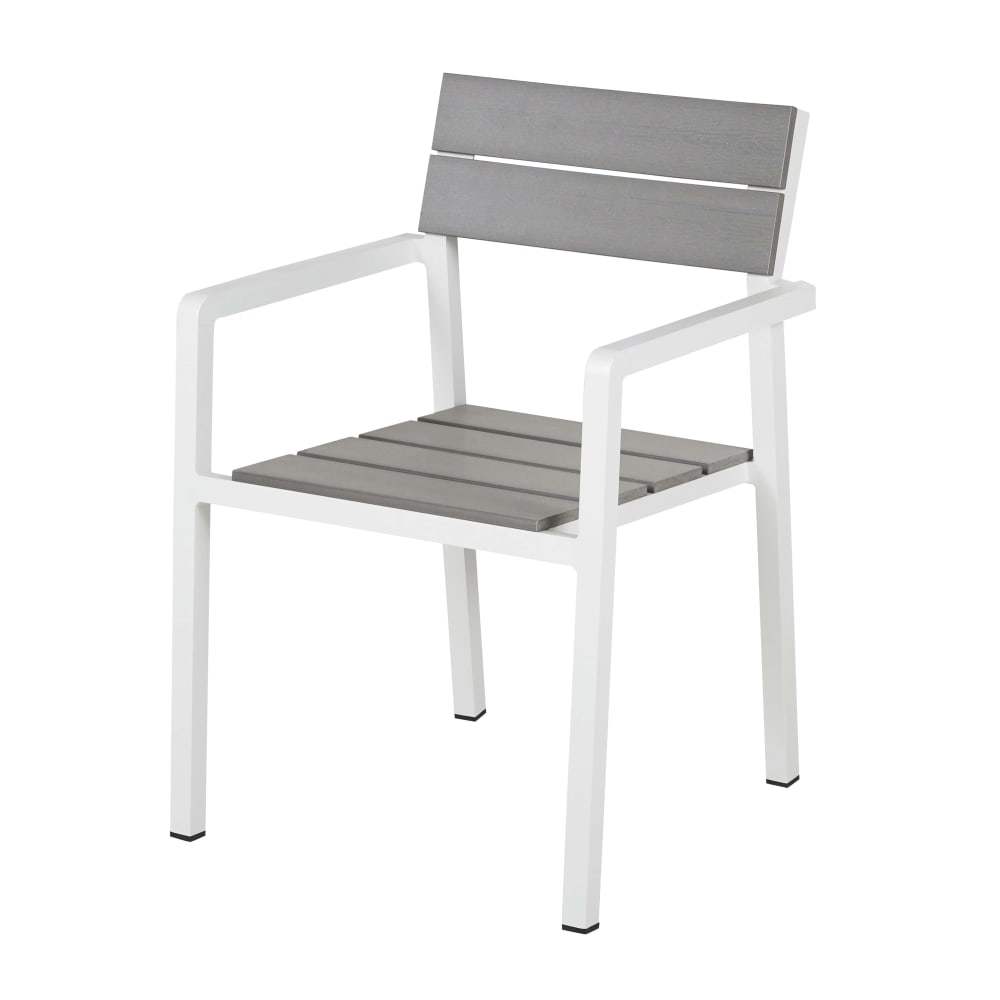 Fauteuils à dîner de jardin en composite gris clair et aluminium écru (x2)