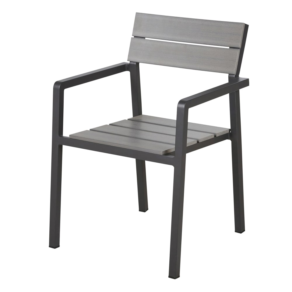 Fauteuils à dîner de jardin en composite gris clair et aluminium gris anthracite (x2)