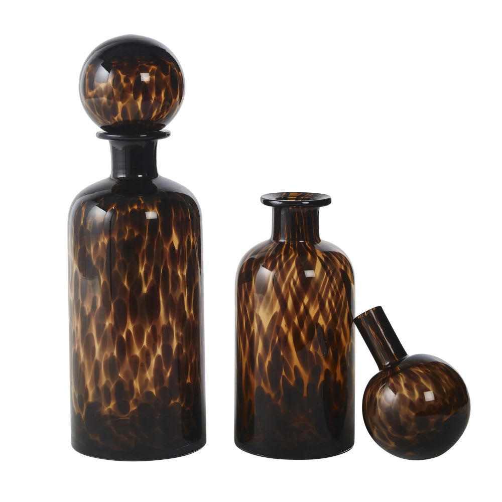 Flacons déco en verre teinté brun et noir H35 (x2) - Maisons du Monde
