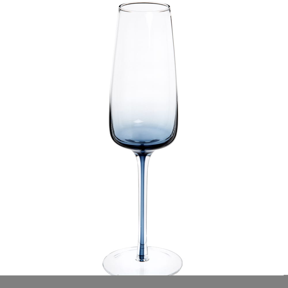 Flûte à champagne en verre infusé bleu et transparent