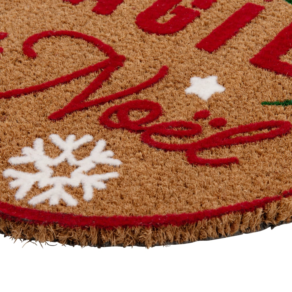 Fußmatte Weihnachtskugel aus Kokosfaser, grün und rot D45cm -