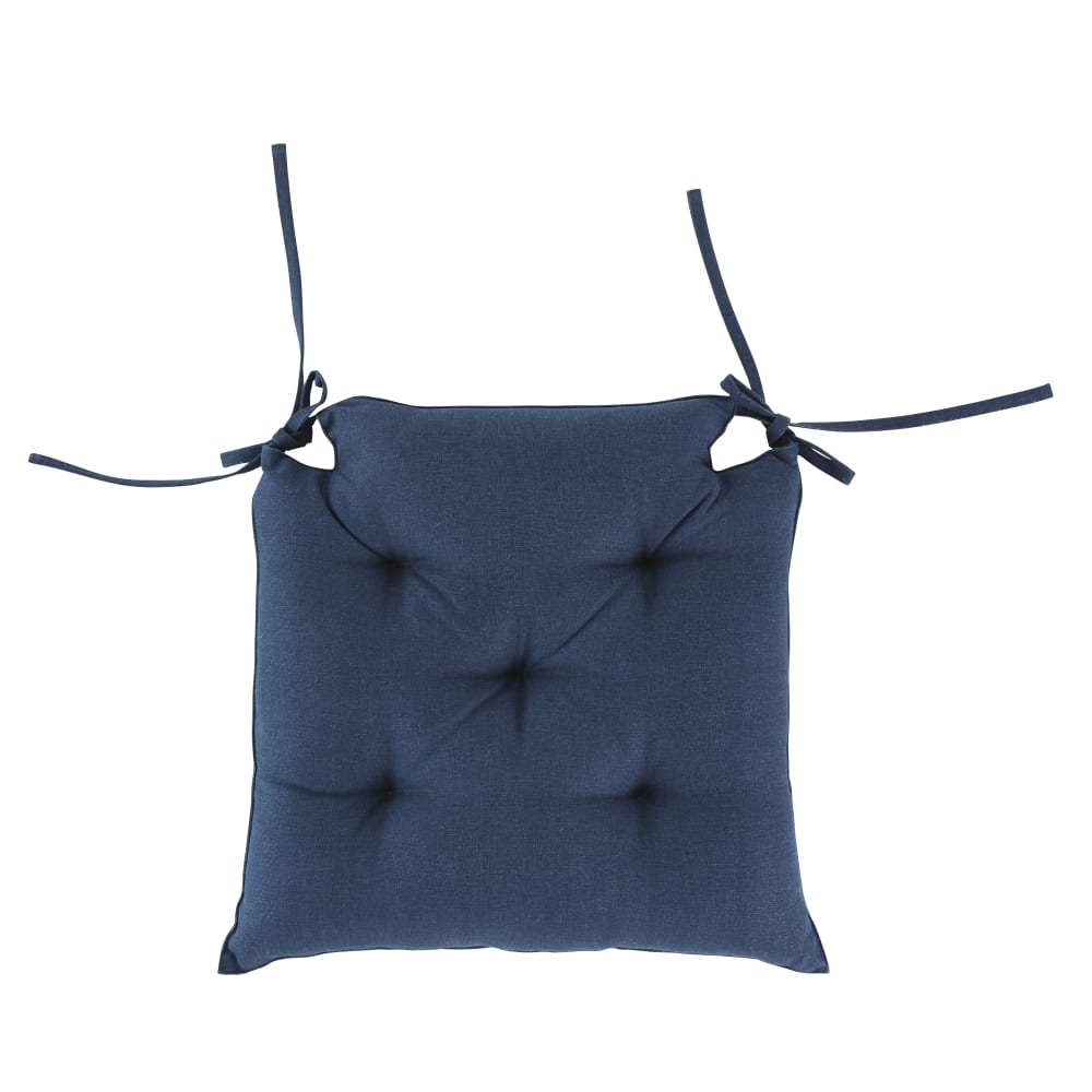 Galette d'extérieur de chaise en coton bleu marine 40x40