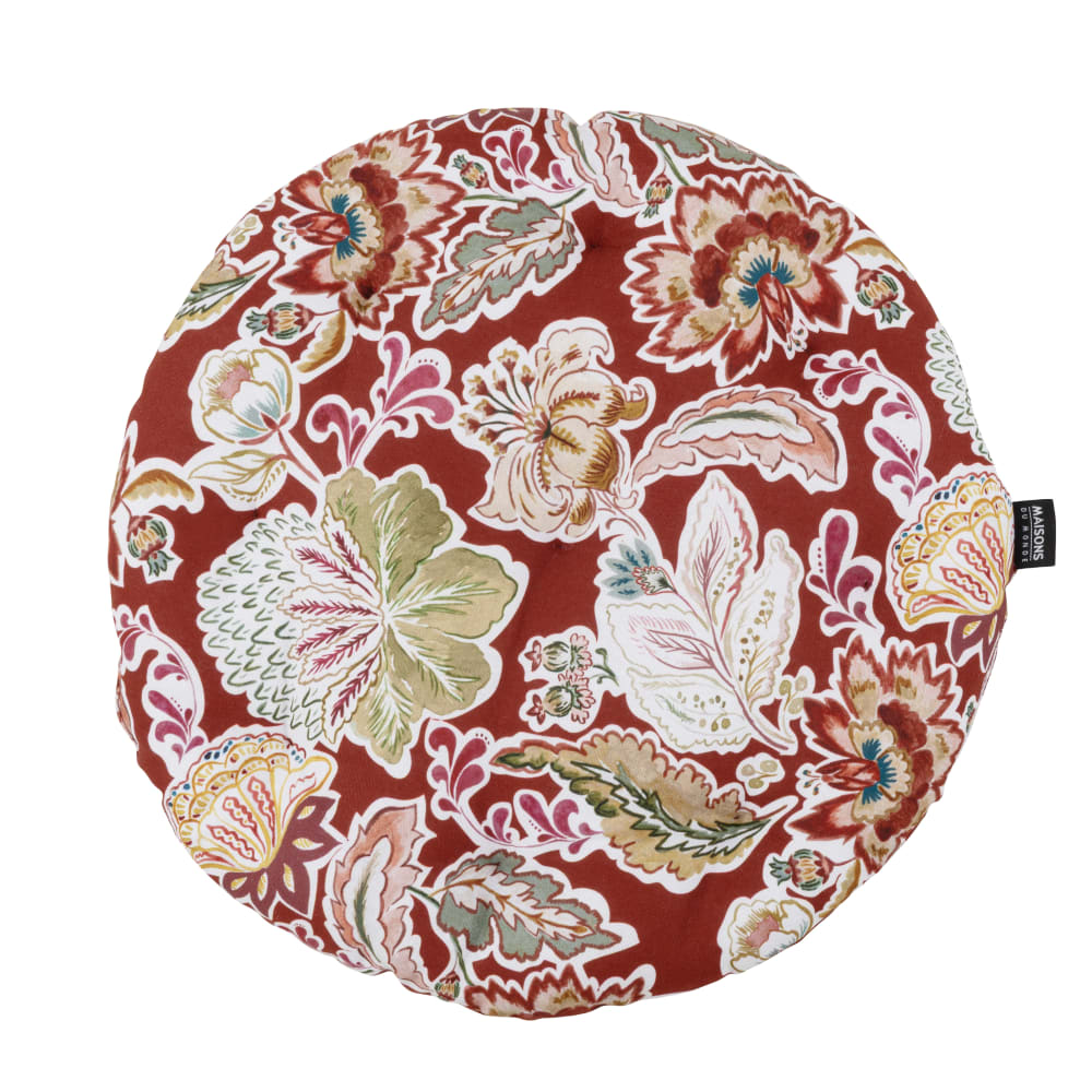 Galette de chaise en coton biologique imprimé multicolore D40