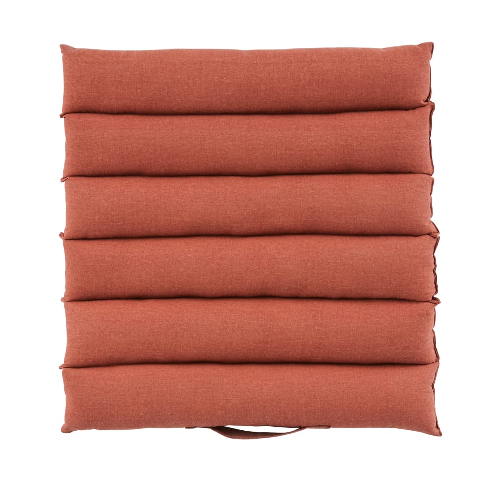 Galette de chaise en coton tissé terracotta avec anse 40x40