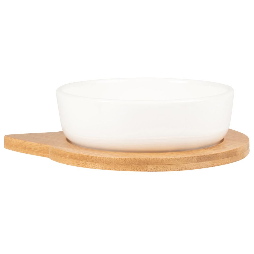 Gamelle chat en porcelaine blanche