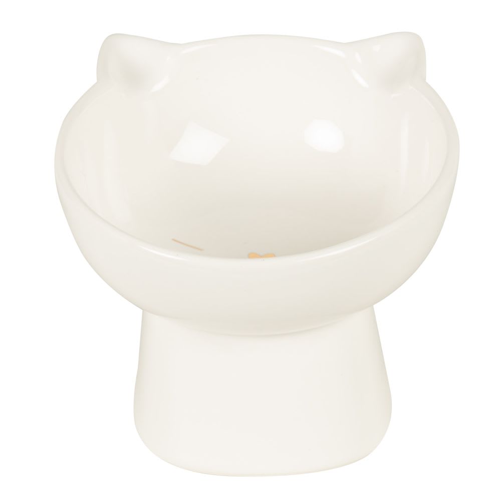 Gamelle pour chat en céramique blanche et dorée