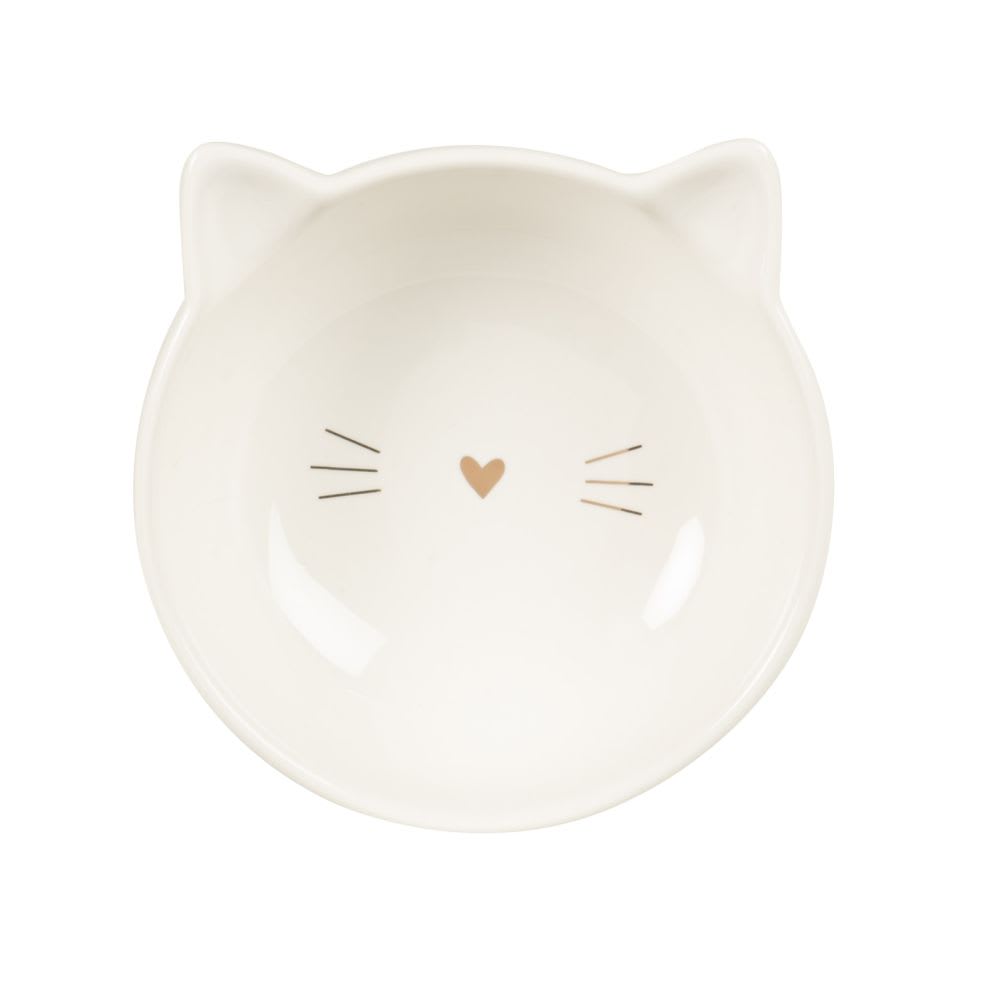 Gamelle pour chat en céramique blanche et dorée - Maisons du Monde