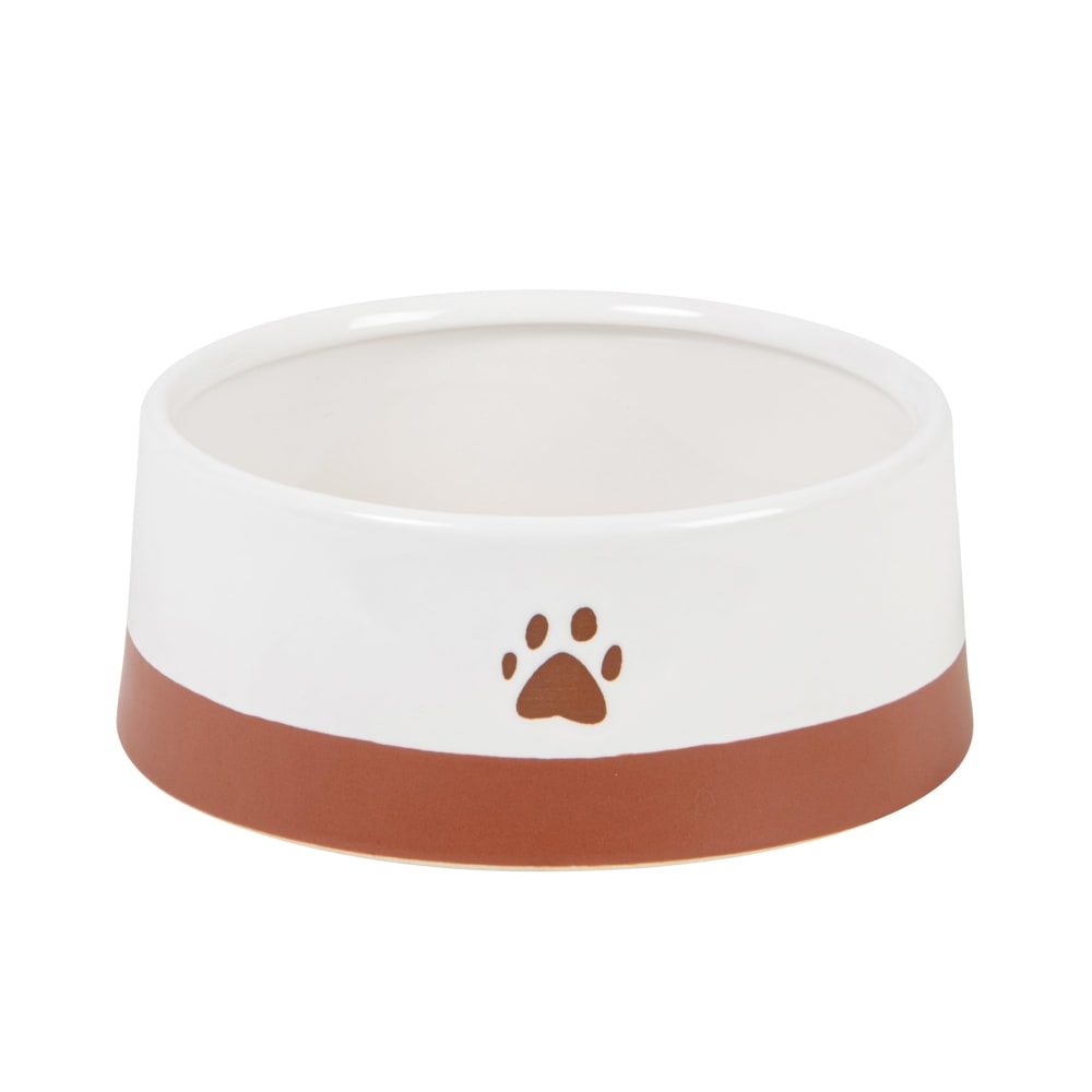 Gamelle pour chien et chat en grès écru et marron D15