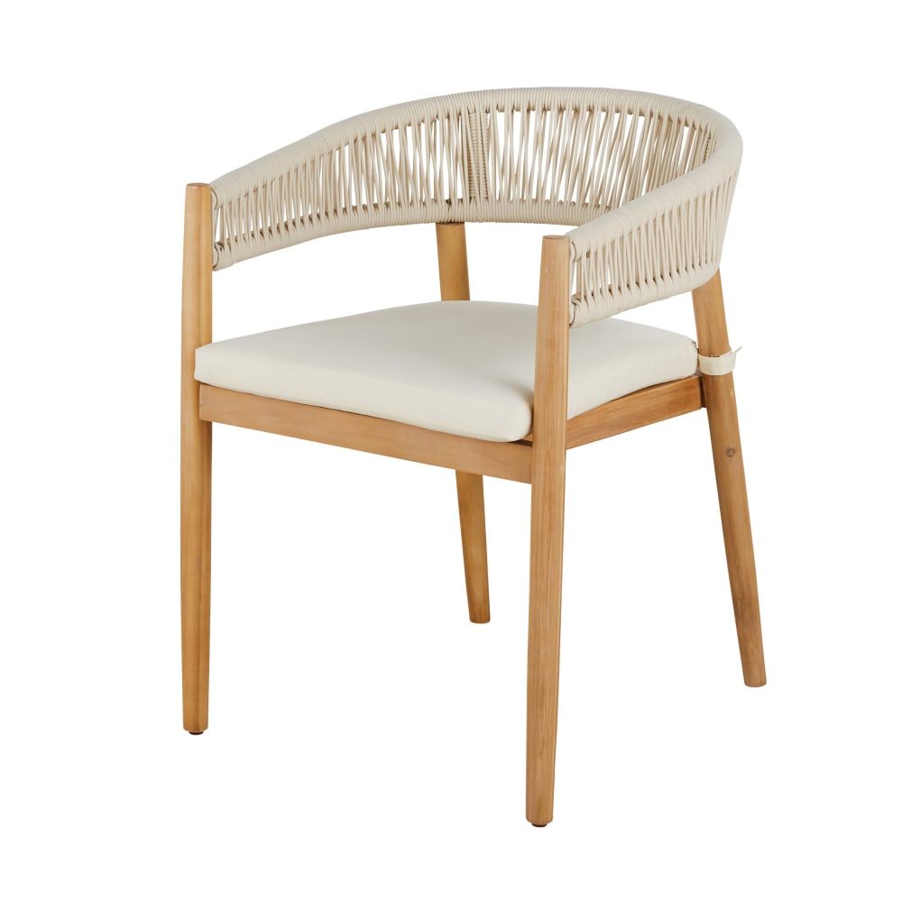 Garten-Esstischsessel aus Akazienholz und recyceltem Polyester,