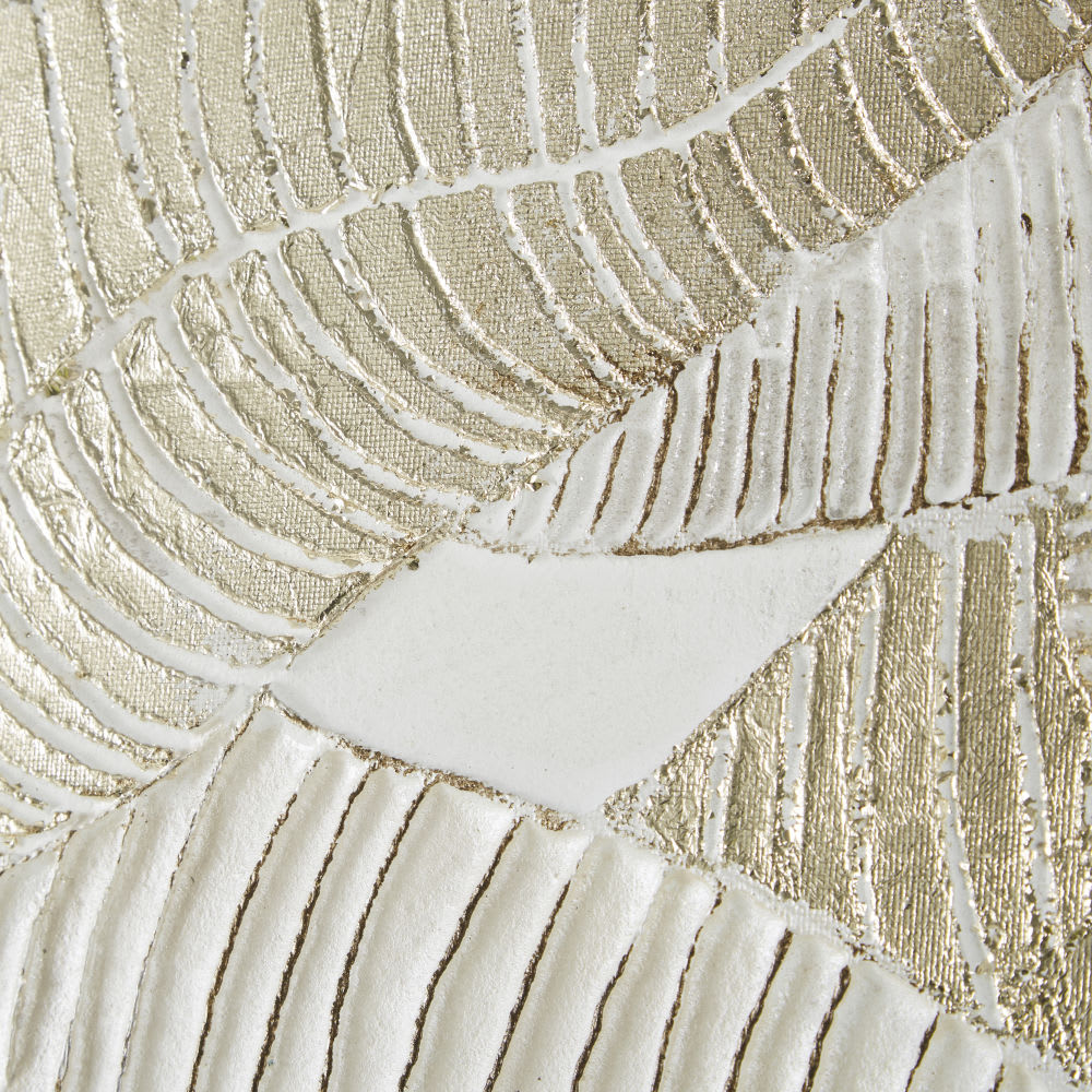 Gemaltes Leinwandbild, weiß und goldfarben, 90x120cm - Maisons Du