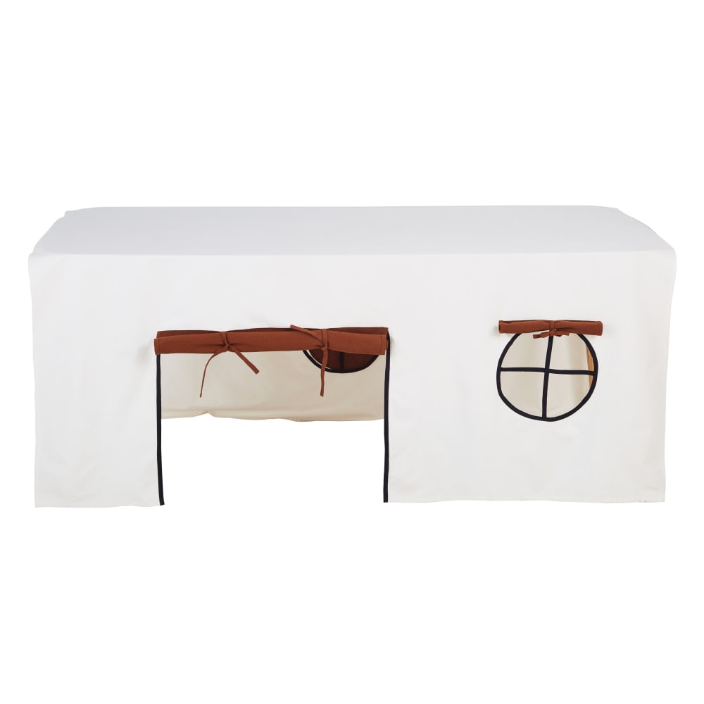 Gerecycleerd katoenen hutten tafelkleed wit, bruin en zwart 180x245 - Maisons Du Monde