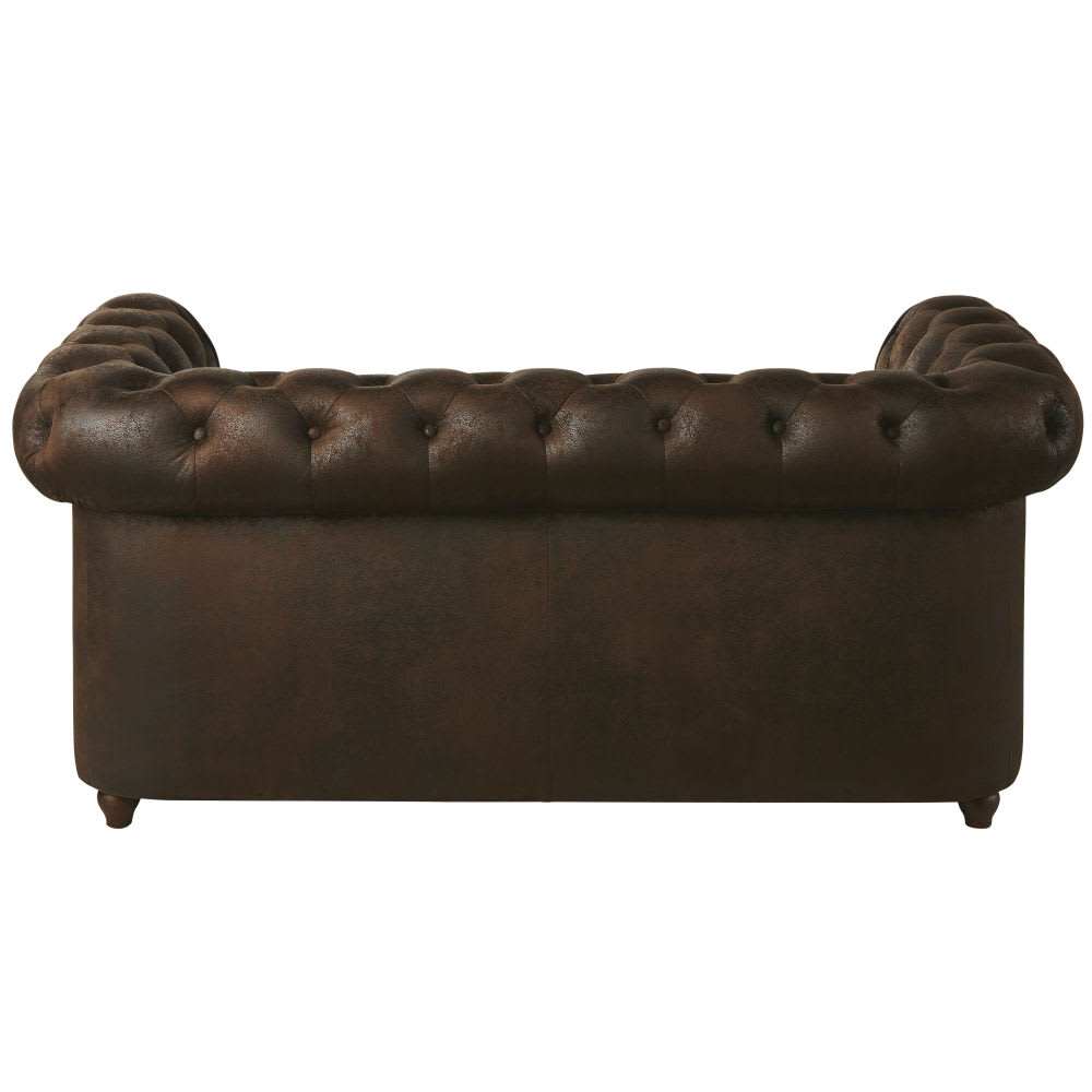 Gestepptes 2-Sitzer-Sofa aus Wildlederimitat, braun - Maisons Du