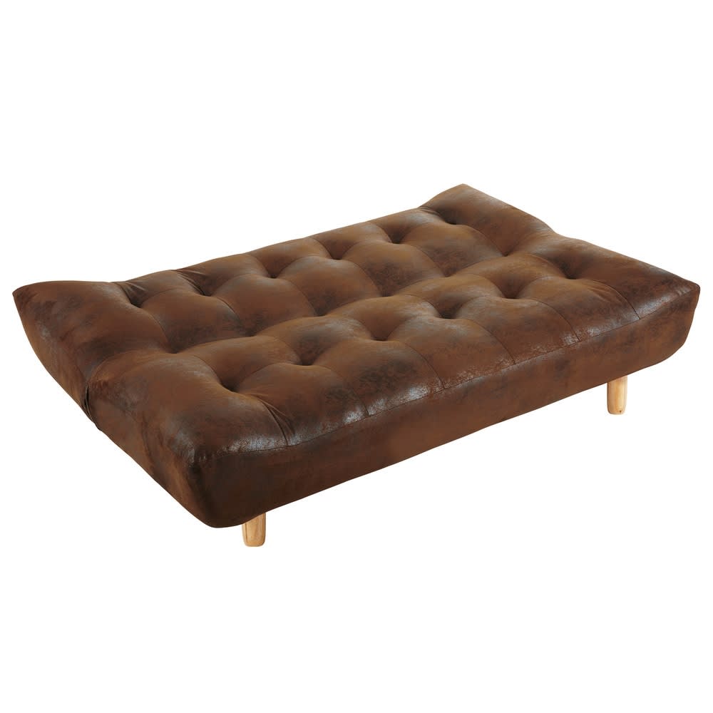 Gestepptes 3-Sitzer-Sofa Clic-Clac mit braunem Microsuede-Bezug -