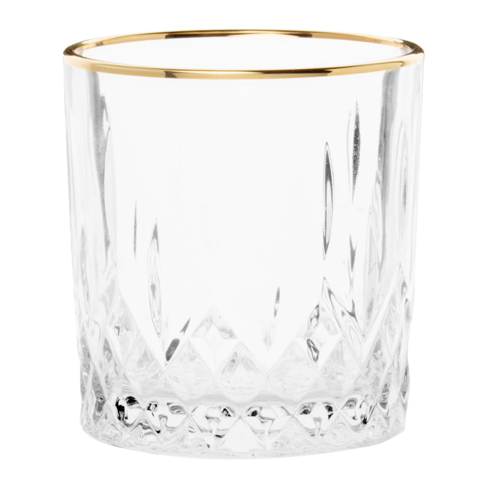 Gläser aus geschliffenem Glas mit Goldrand, Set aus 6, und