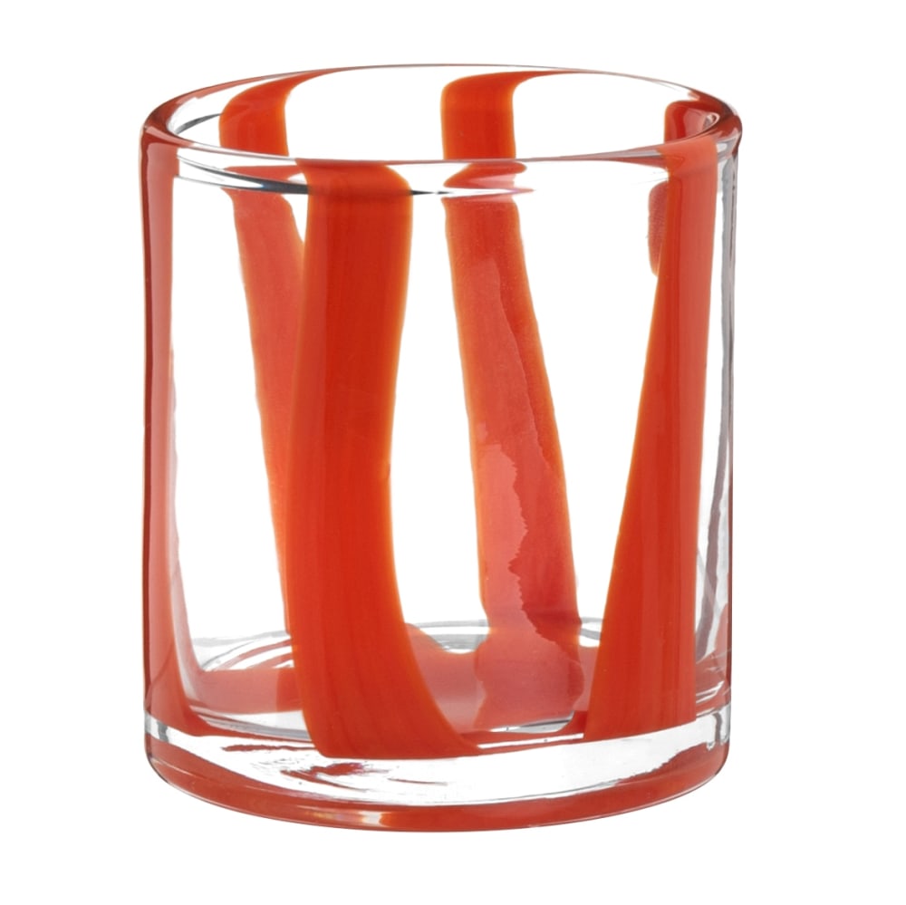 Gobelet en verre transparent et rayures oranges