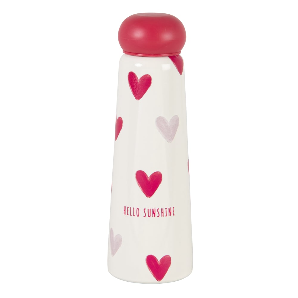 Gourde en acier blanc cassé motif cœur rouge 0,5L
