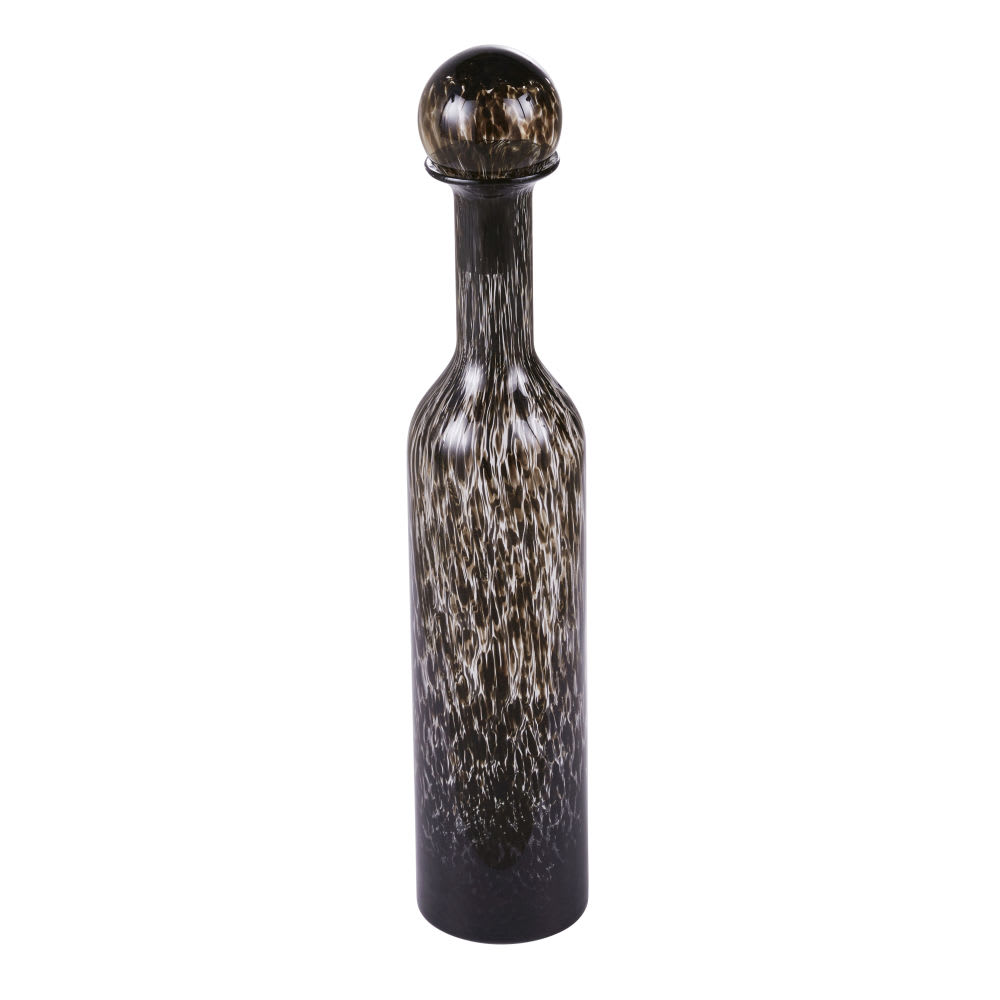 Grand flacon moucheté en verre soufflé noir — Beyit