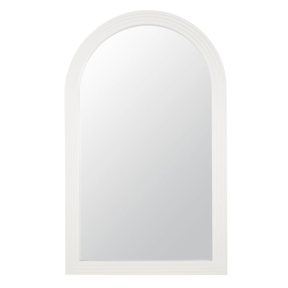 Grand miroir arche en bois de paulownia blanc 110x179