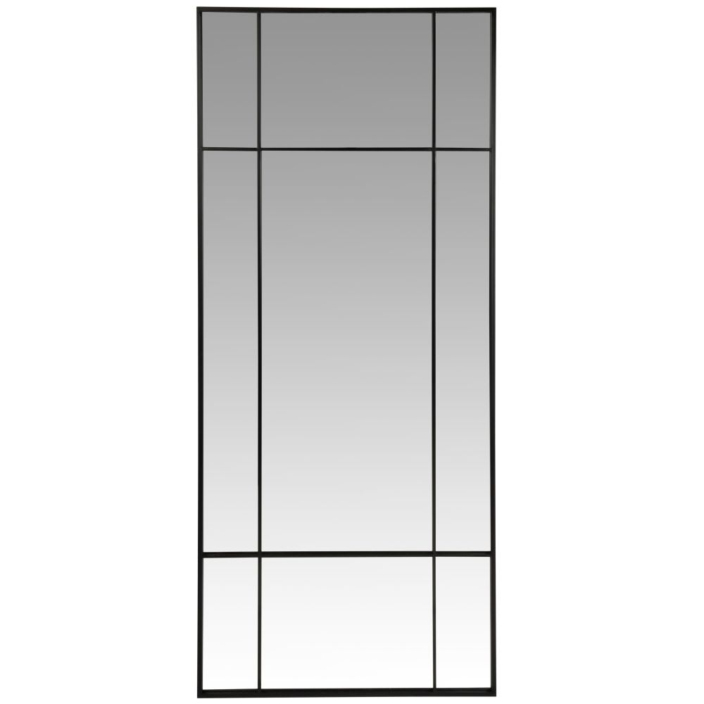 Grand miroir fenêtre rectangulaire en acier noir, 70x170 cm