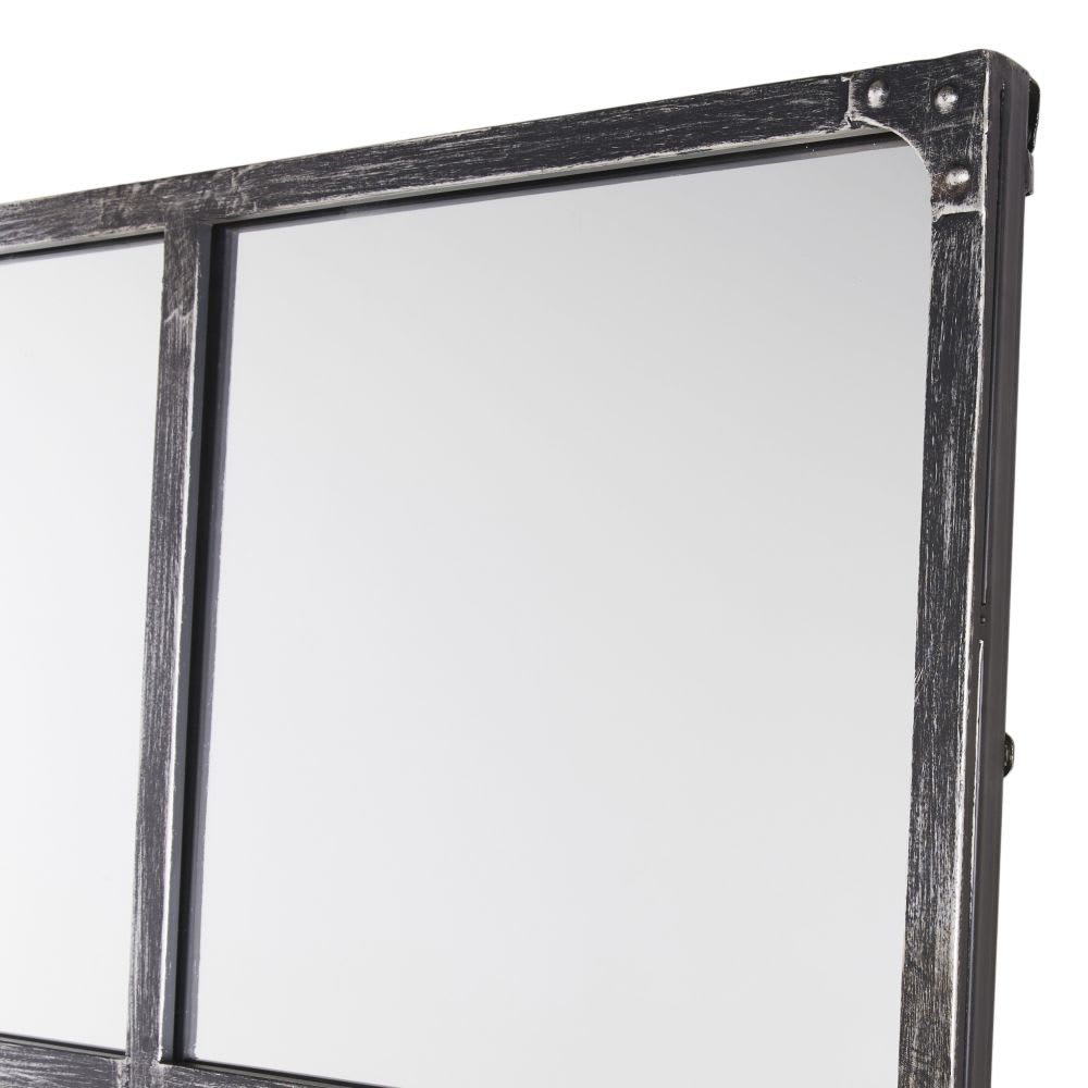 Grand miroir fenêtre rectangulaire en métal noir 135x180 - Maisons du Monde