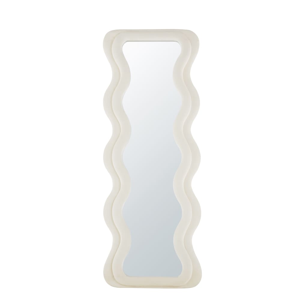 Grand miroir ondulé festonné blanc, 58x161 cm