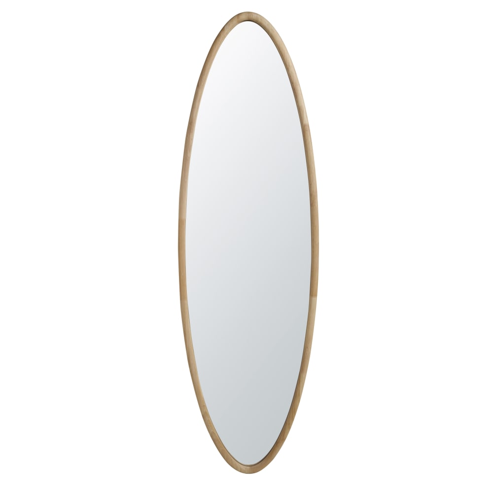 Grand miroir ovale en bois d'hévéa 43x150