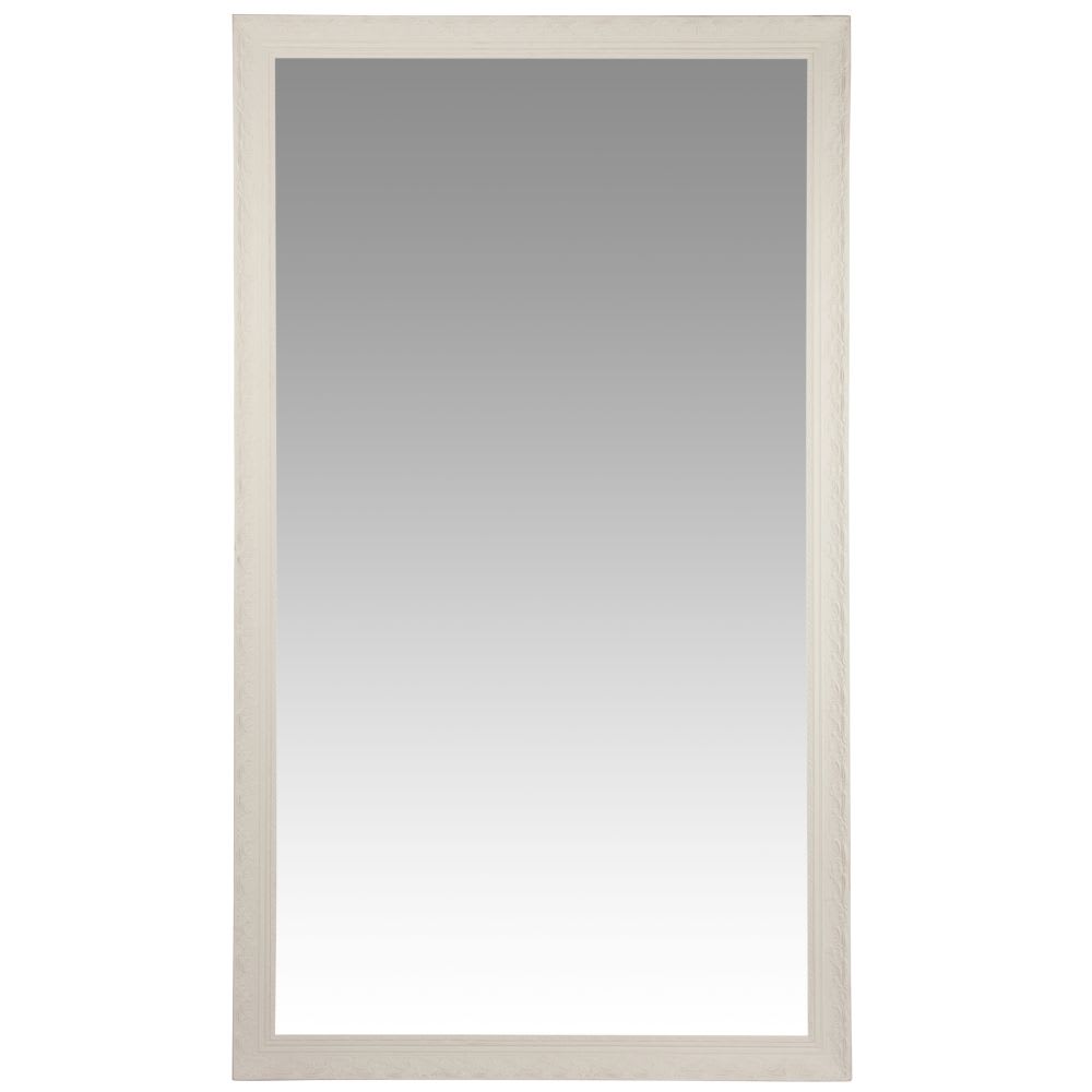 Grand miroir rectangulaire à moulures blanches, 120x210 cm