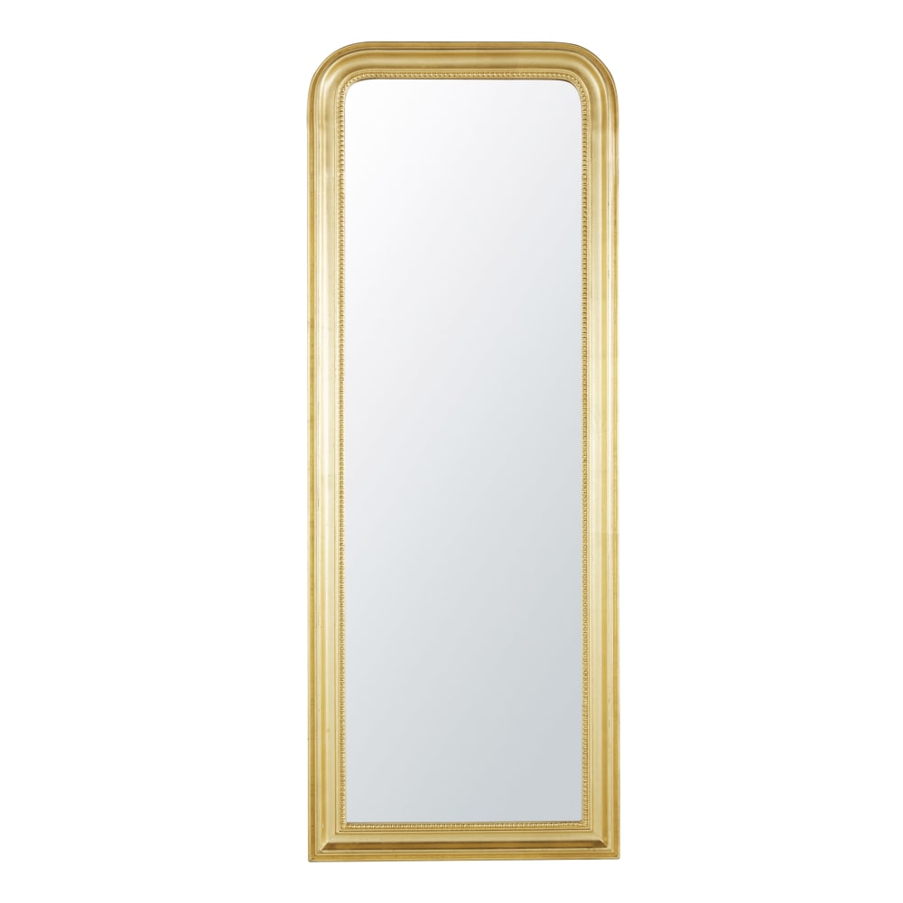Grand miroir rectangulaire à moulures dorées, 61x160 cm
