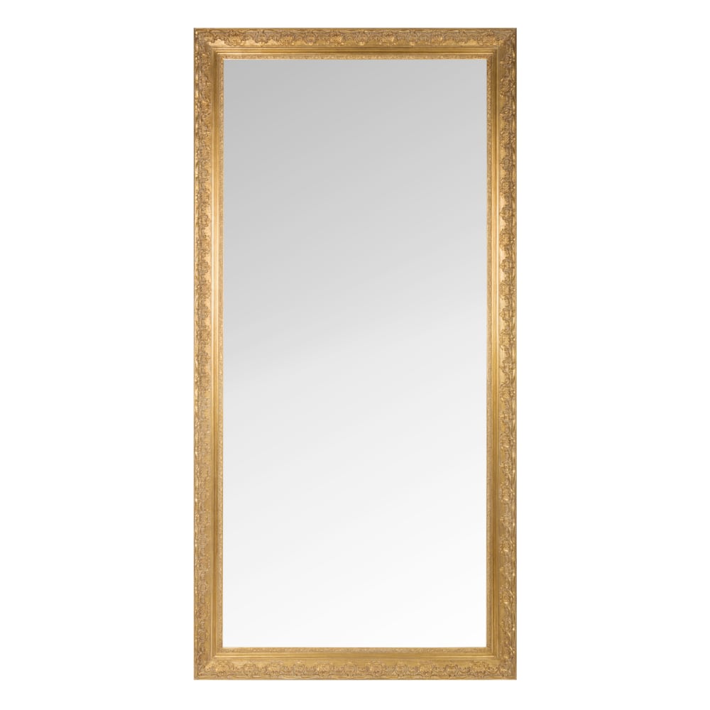 Grand miroir rectangulaire à moulures dorées 90x180