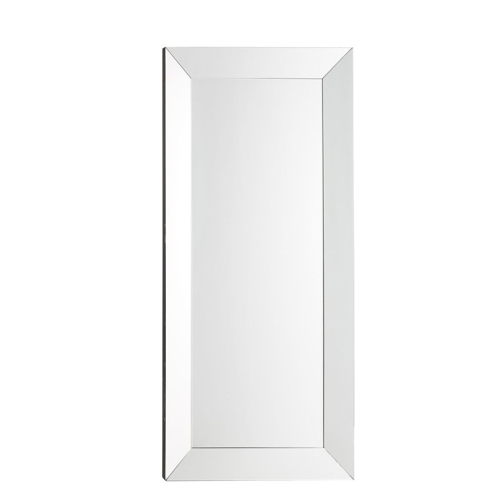 Grand miroir rectangulaire biseauté argenté, 80x165 cm