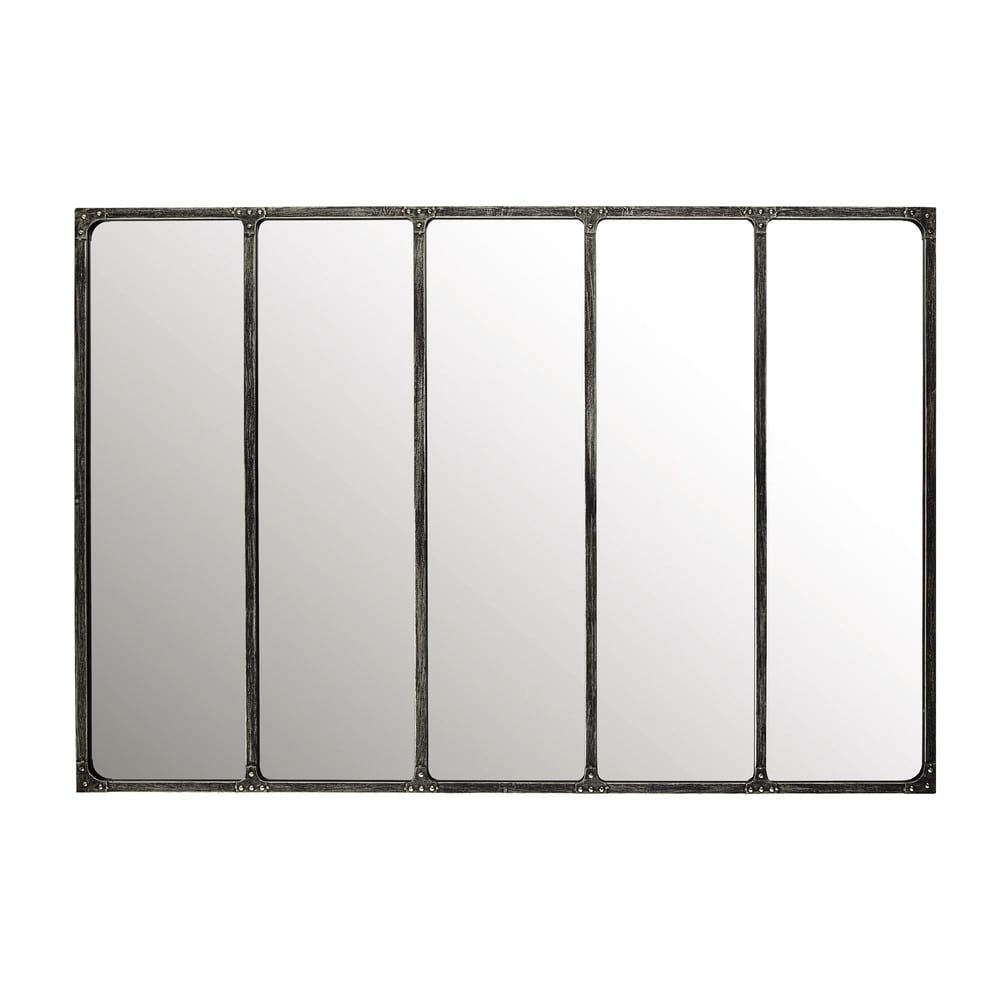 Grand miroir rectangulaire en acier noir, 125x180 cm