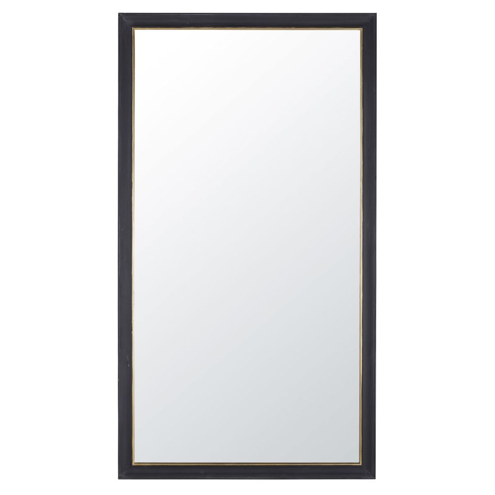 Grand miroir rectangulaire en bois de pin noir et doré, 118x212 cm