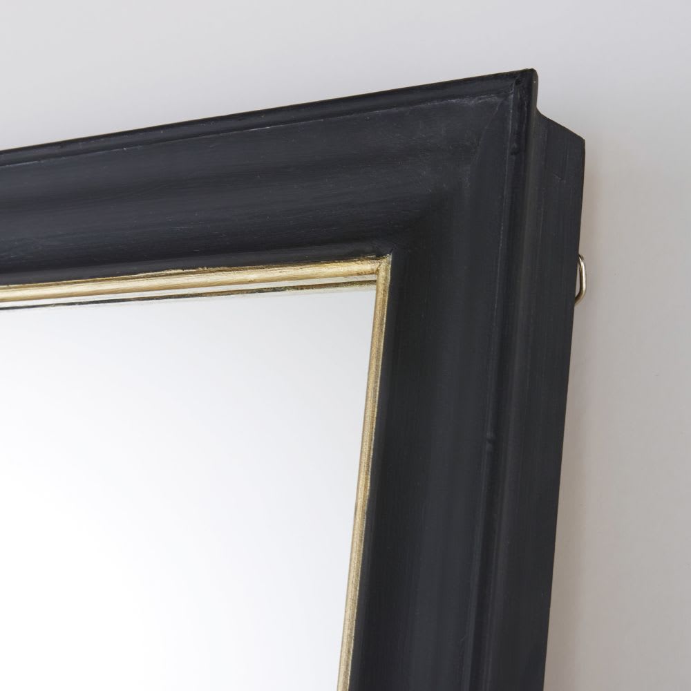 Grand miroir rectangulaire en bois de pin noir et doré, 118x212 cm - Maisons du Monde