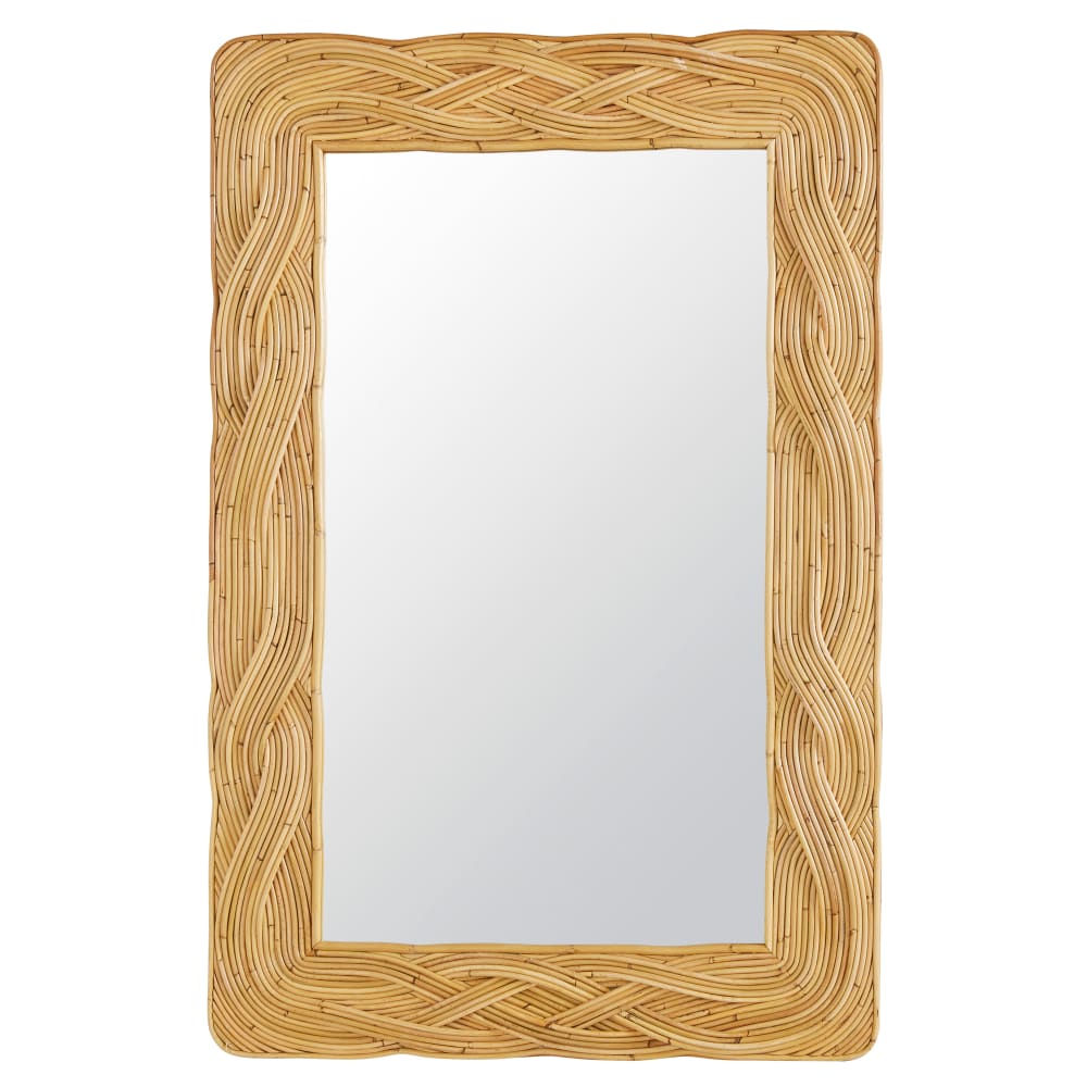 Grand miroir rectangulaire en rotin 80x120