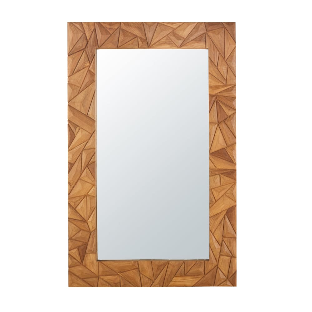 Grand miroir rectangulaire marqueterie de bois de teck 110x180