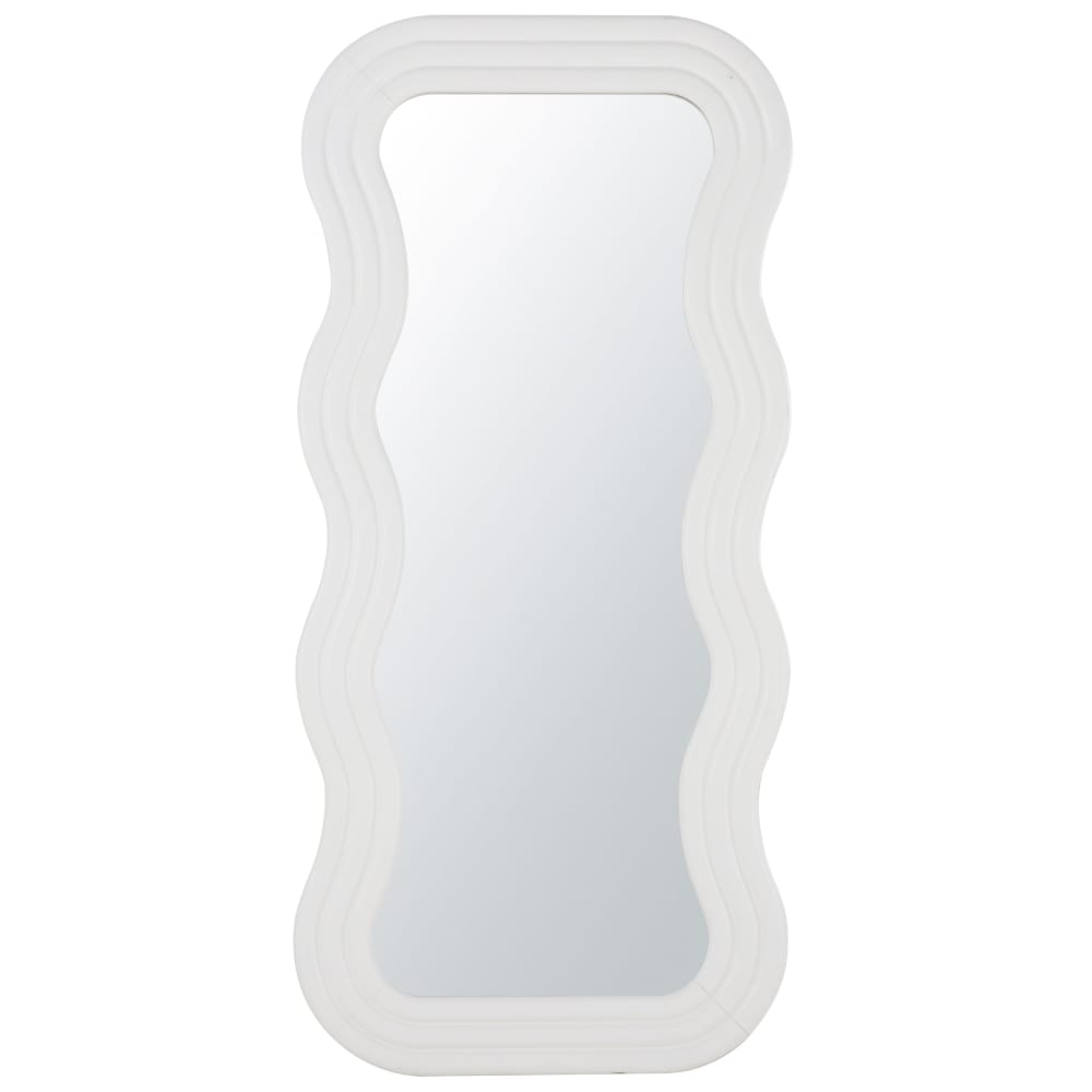Grand miroir rectangulaire ondulé et strié blanc, 80x173 cm