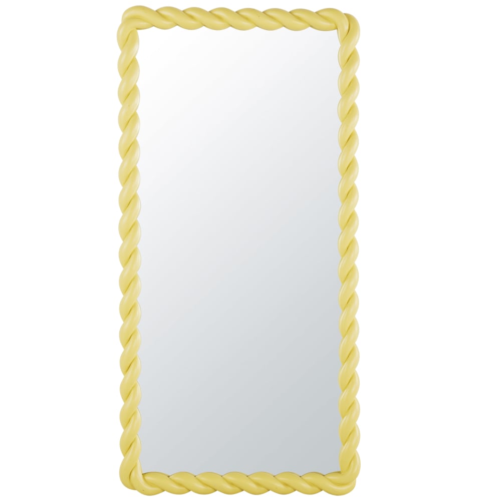 Grand miroir rectangulaire torsadé jaune 80x160