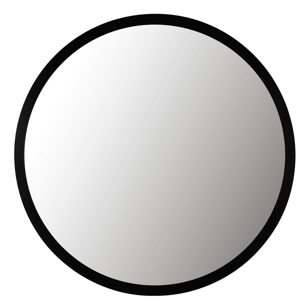 Grand miroir rond en aluminium noir, D159 cm