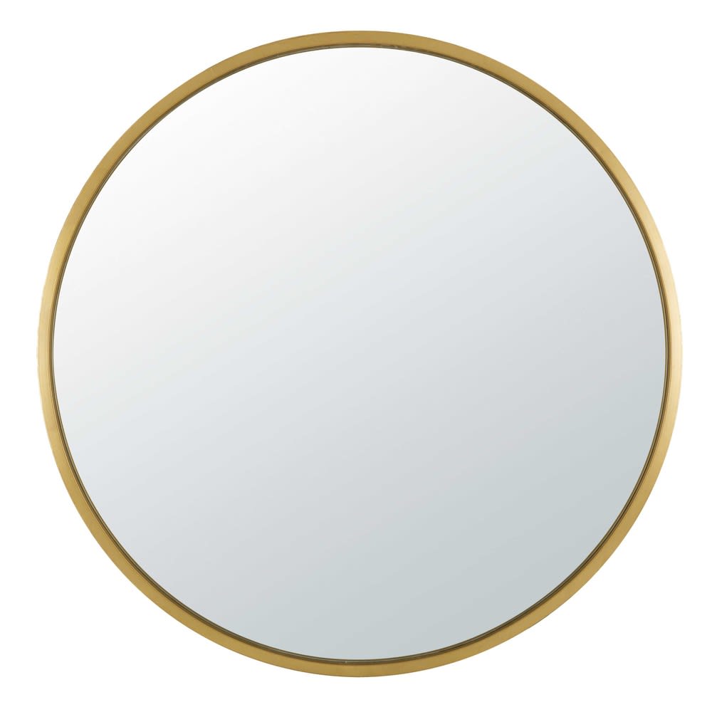 Grand miroir rond en métal doré, D159 cm