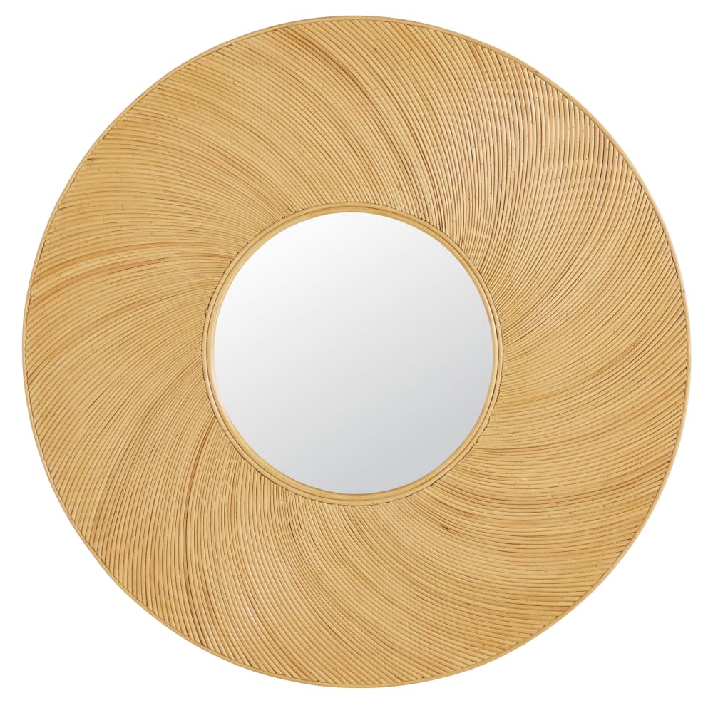 Grand miroir rond en rotin D110