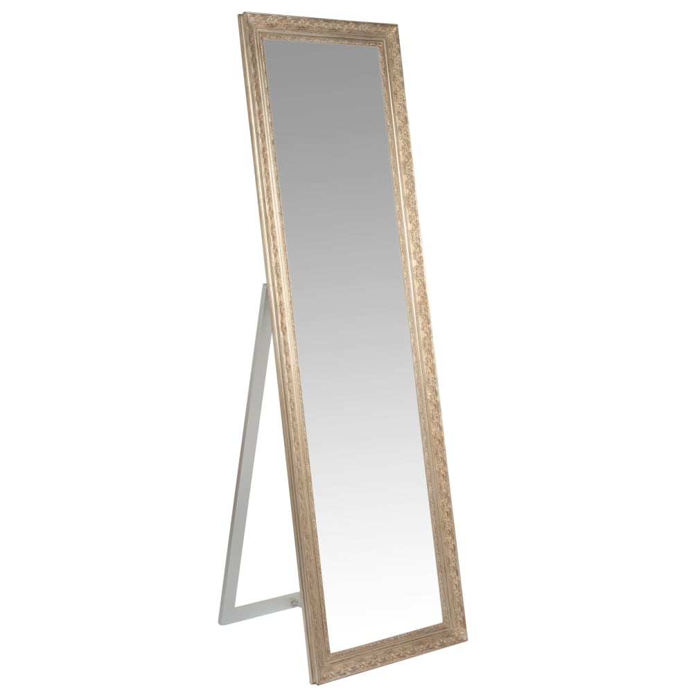 Grand miroir sur pied rectangulaire à moulures irisées, 50x170 cm