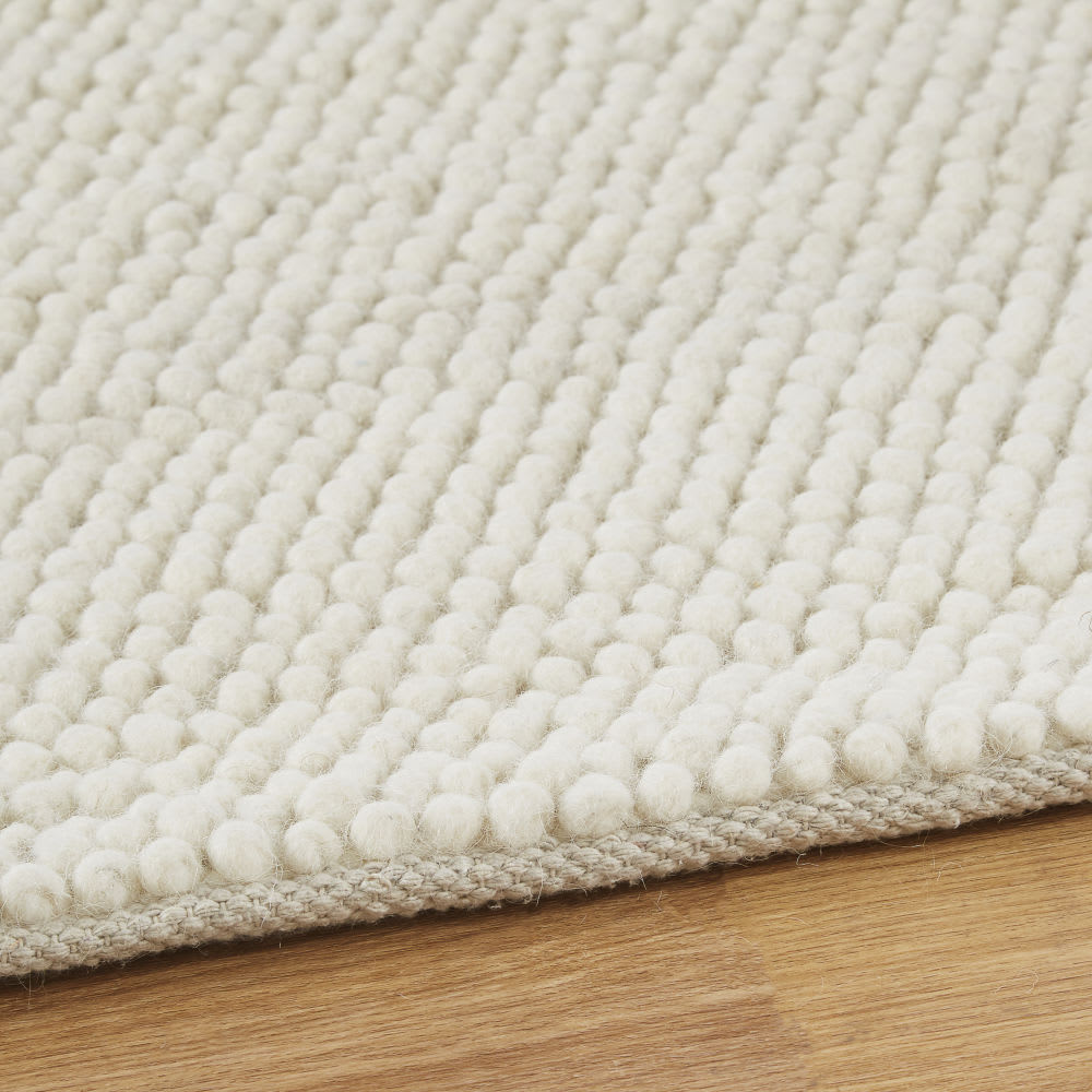Grand tapis en laine et coton beiges 200x300 - Maisons du Monde