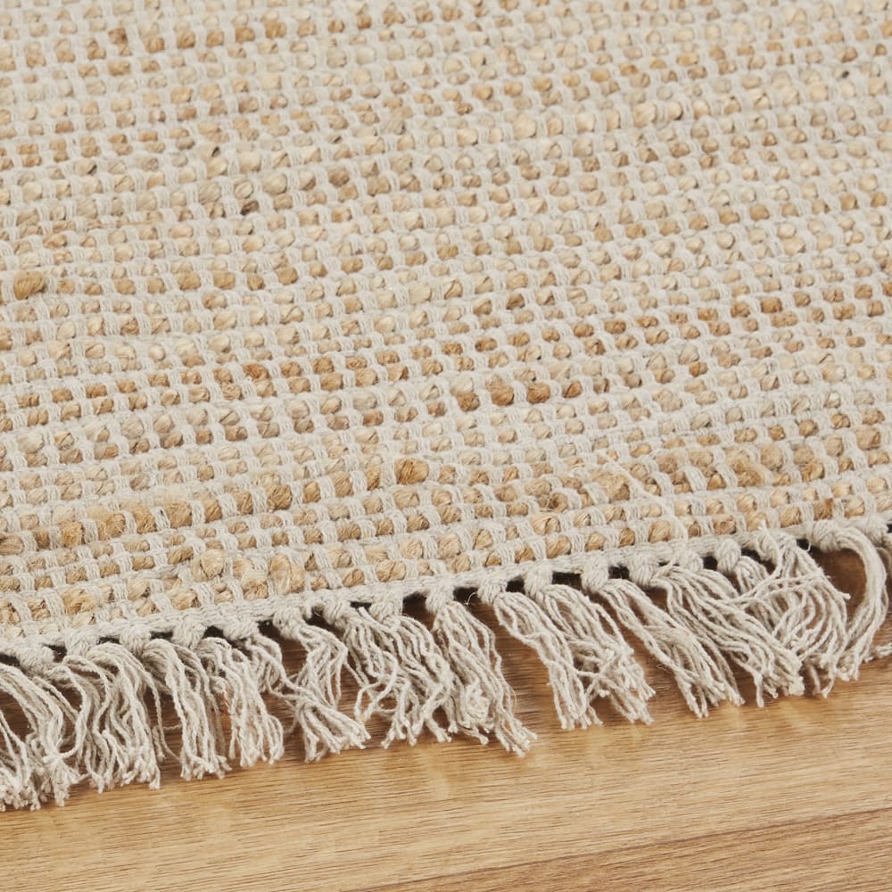 Grand tapis tissé main en jute et coton à franges 250x350 - Maisons du Monde