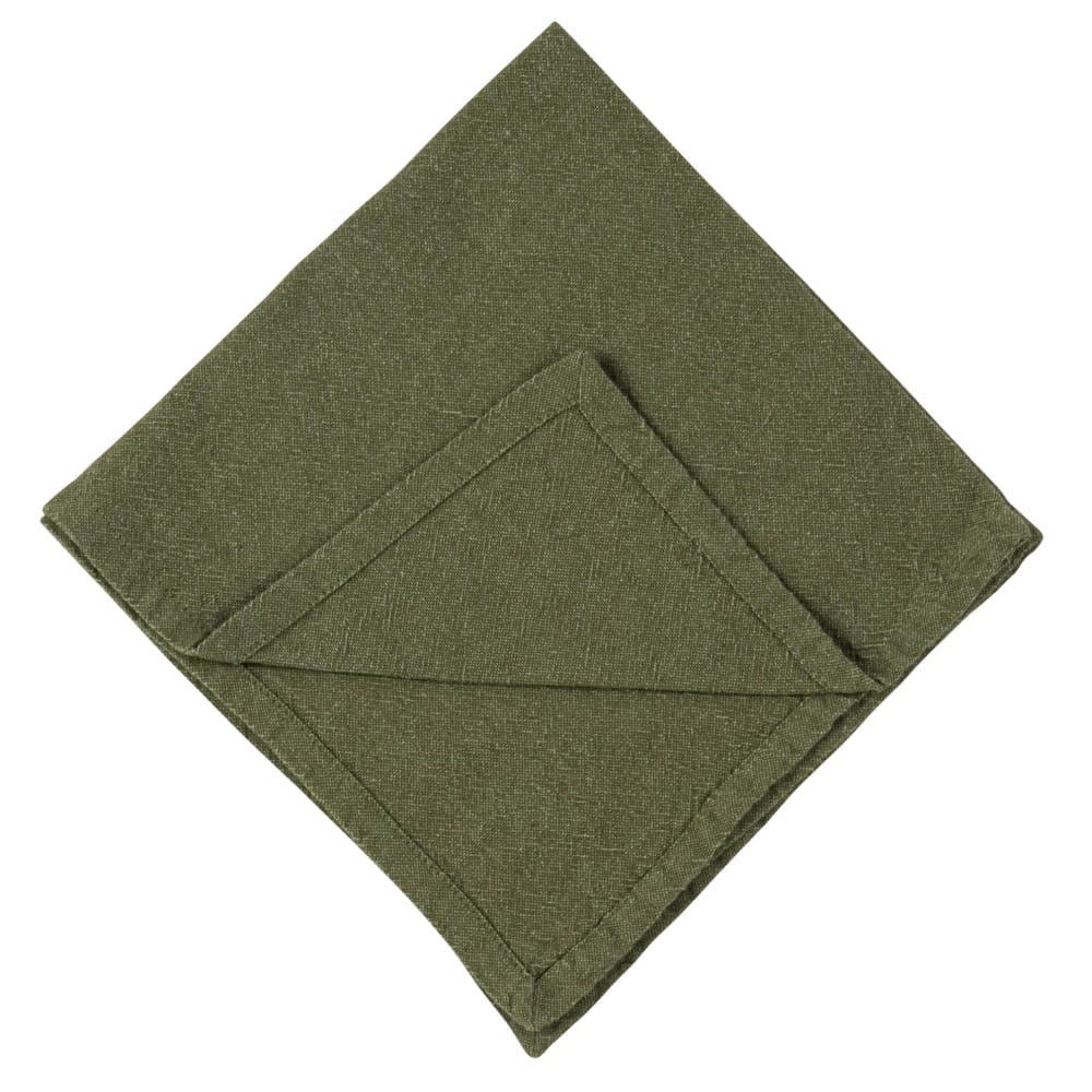 Groen kaki kreukel effect katoenen servetten 42x42 (x4) - Maisons
