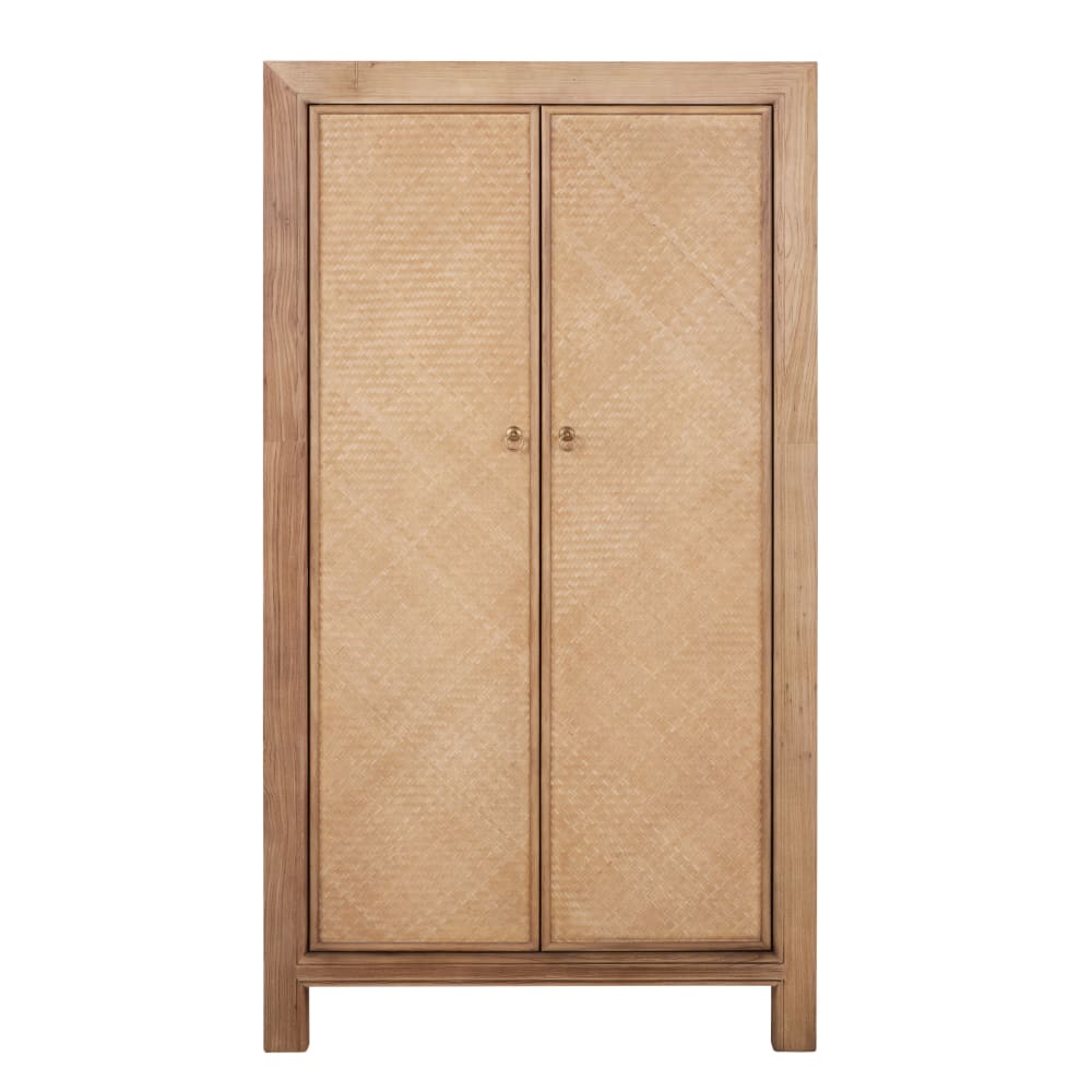 Guarda-roupa de 2 portas feito de madeira de olmo reciclada e