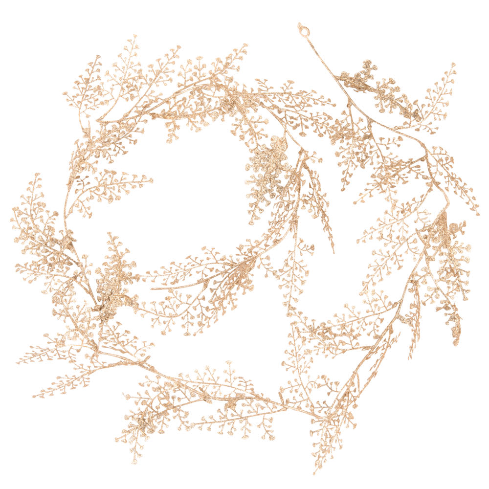 Guirlande de Noël feuilles beige doré L170