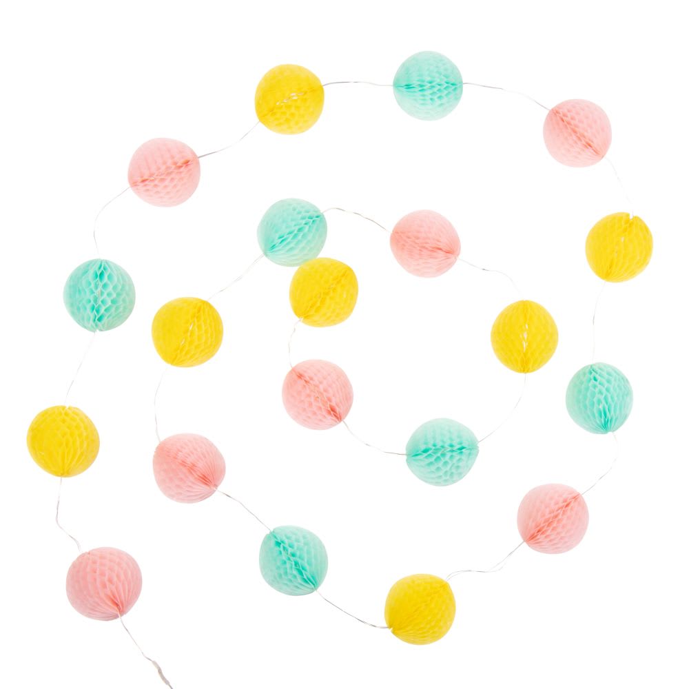 guirnalda luminosa con bolas de papel y 20 leds l135