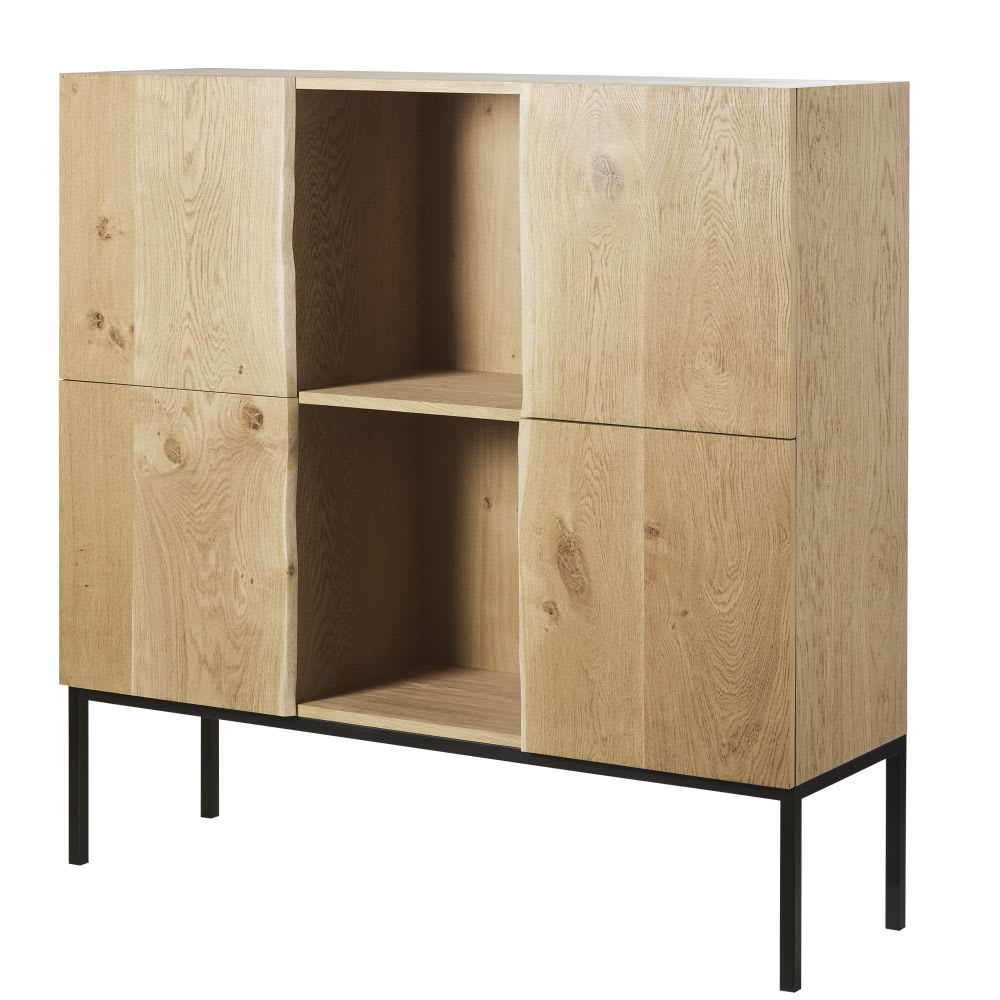 Hoog dressoir met 4 massief eiken deuren, 130 cm - Maisons Du Monde