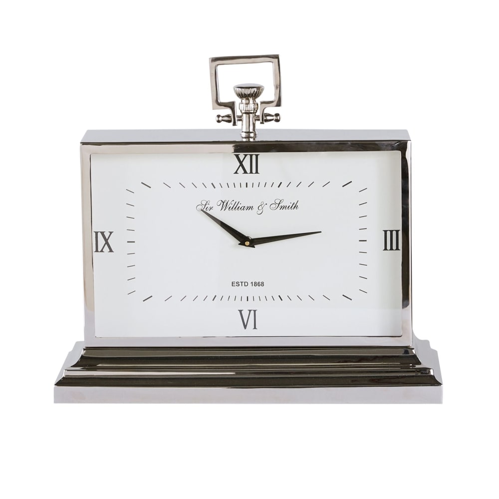 Horloge à poser en acier argenté effet chromé, L47 cm