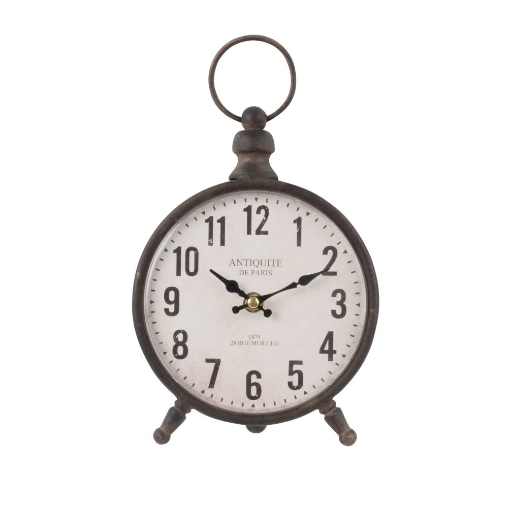 Horloge à poser en acier gris, 17x28 cm